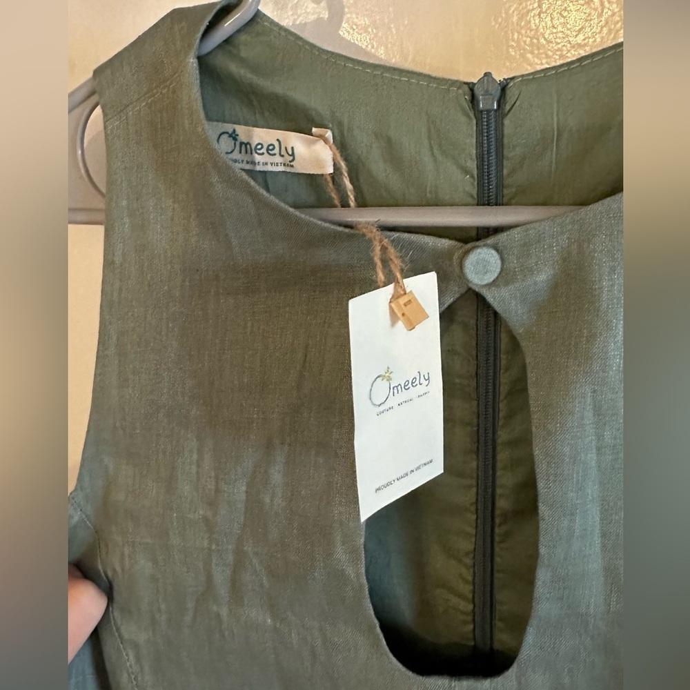 Sage 100% Linen Lined Skirt Maxi Dress NWT M TALL - Picture 3 of 7